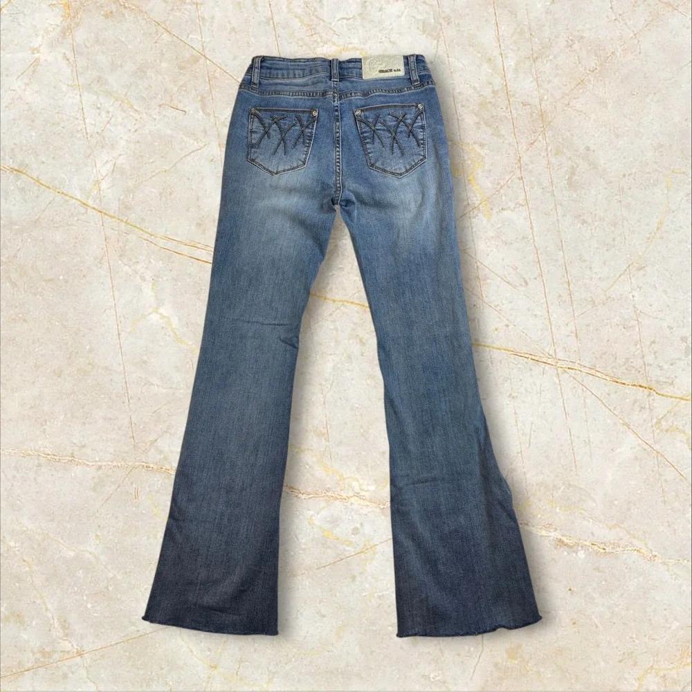 Grace In LA Jeans Size 25 Bootcut Blue Denim Stretch Embroidered Cowgirl Western